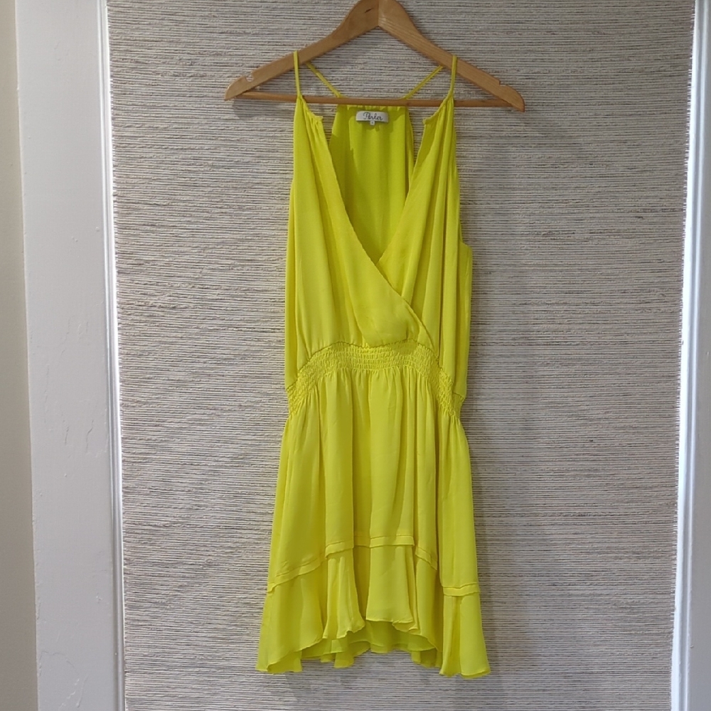 Parker | Bright Yellow Silk Mini Dress